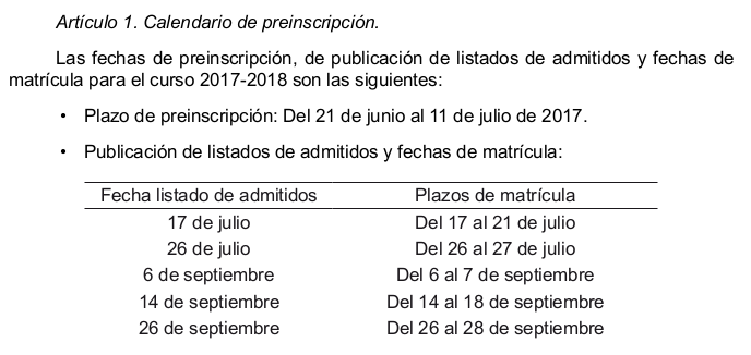 Calendario preinscripción universidades Castilla y León 2017